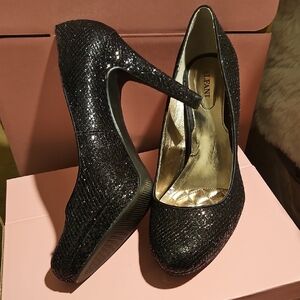 Elegant Black Glitter Heels